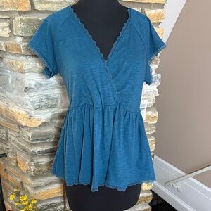 NWT Torrid Legion Blue babydoll slub surplice